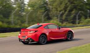 Rear 3/4 action shot of a 2022 Toyota GR86