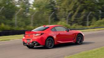 Rear 3/4 action shot of a 2022 Toyota GR86