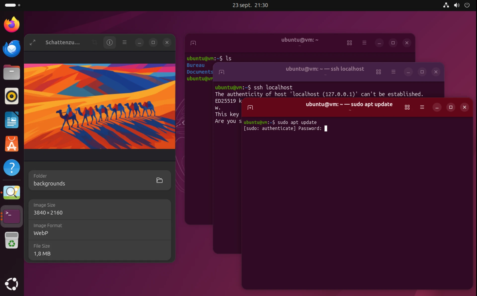 Captura de tela da área de trabalho do Ubuntu 25.10