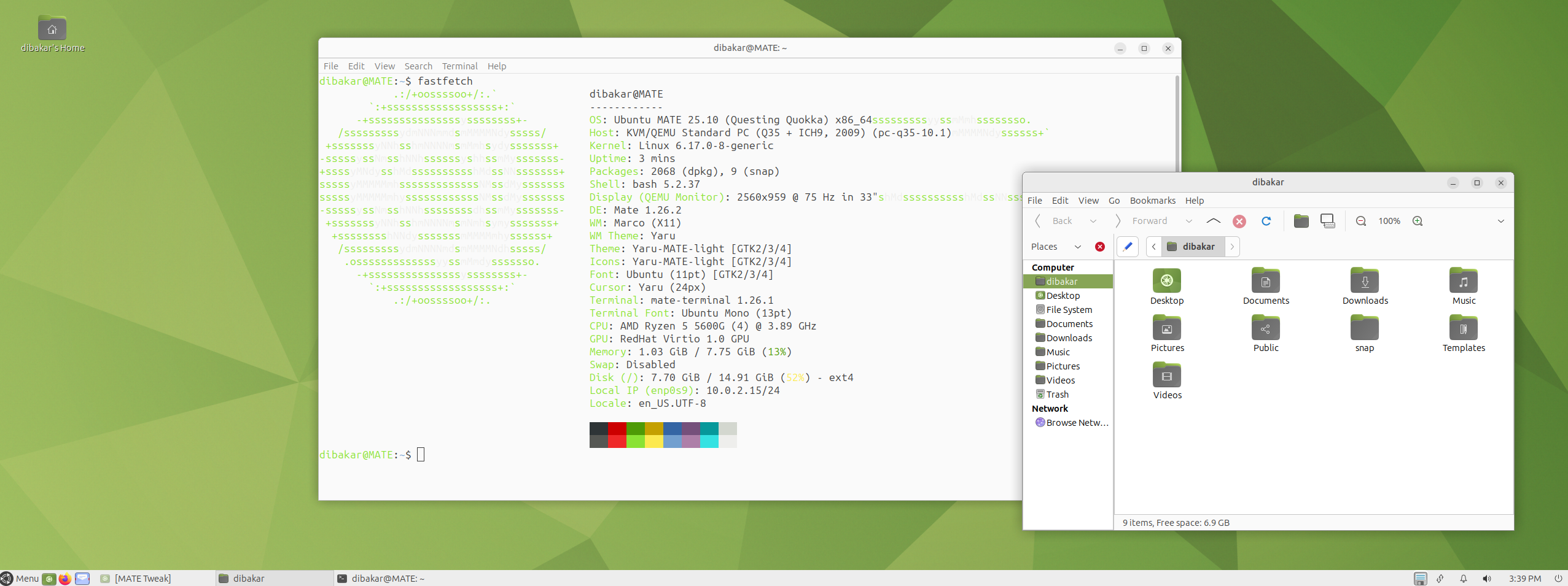 Ubuntu MATE with Windows XP layout.