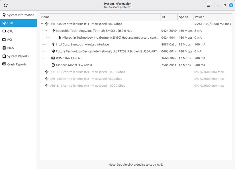 USB device list in Linux Mint