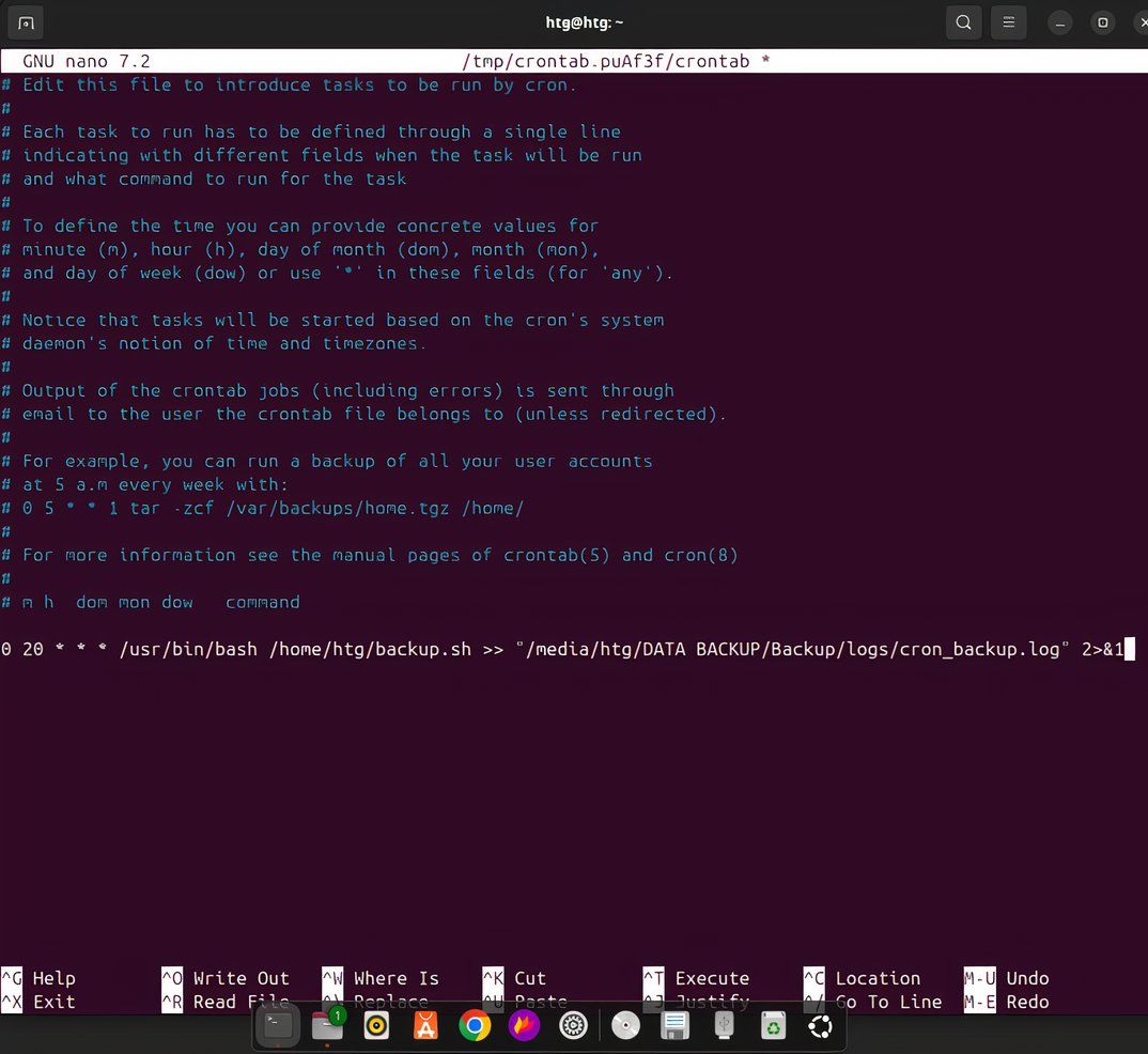 Using crontab to schedule the backup.sh script