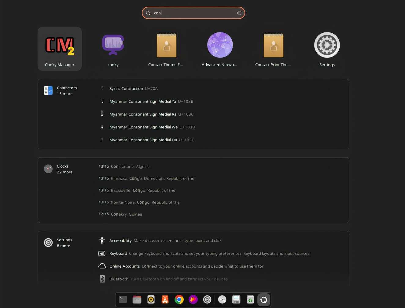 Veryfying Conky Manager2 installation by searching for it from the App Grid