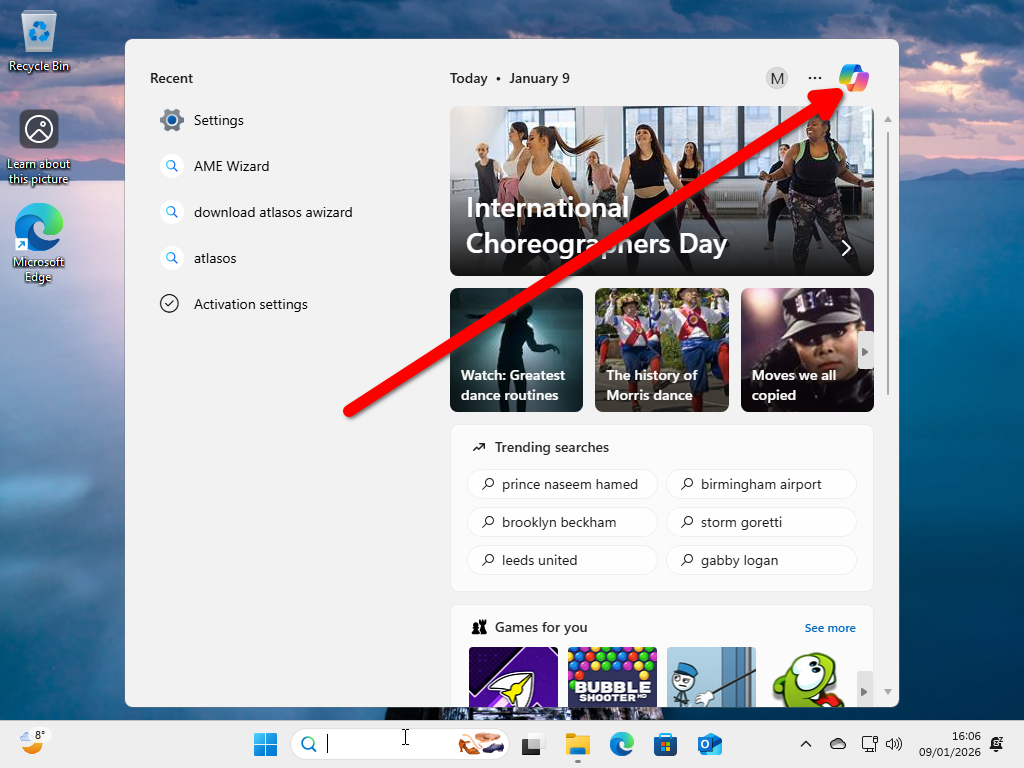 Shortcut icon that opens Copilot in MIcrosoft Edge.