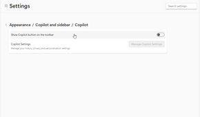 Disabling Copilot features on Micosoft Edge.