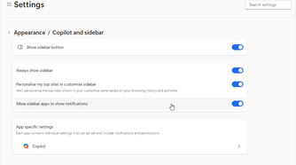 Disabling the Copilot features on Microsoft Edge.