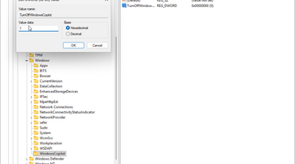 Modifying the value of the key in Registry Editor.
