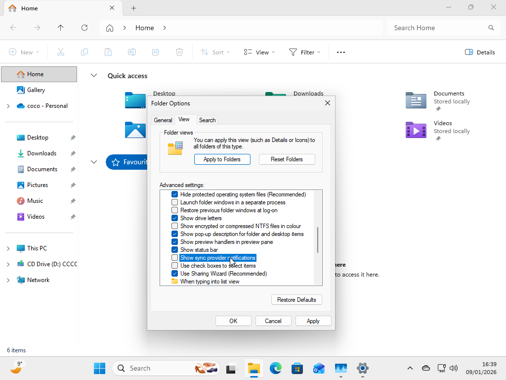 Disabling OneDrive ads in Explorer.