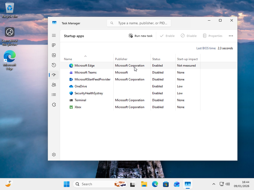 Usando o Gerenciador de Tarefas para desativar aplicativos de inicialização.