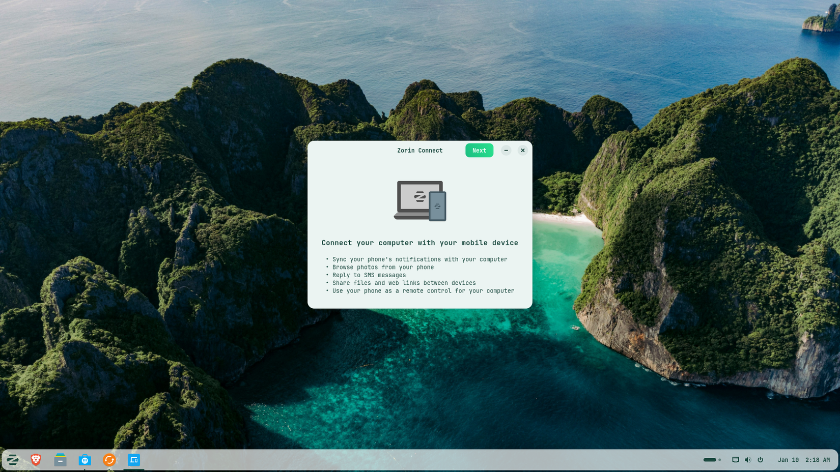 ZorinOS phone link feature.