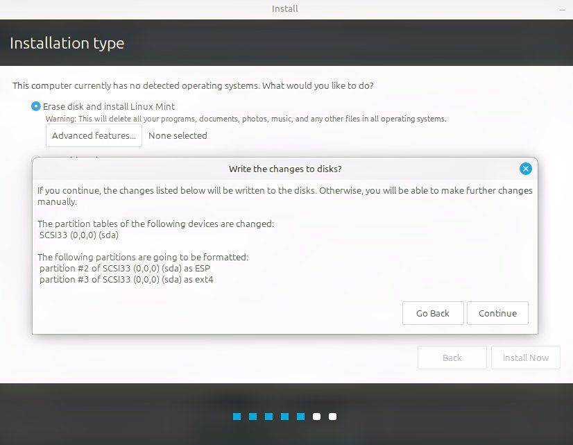 Writing changes to Linux Mint disk