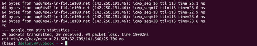 Ping was stopped by pressing Ctrl + c