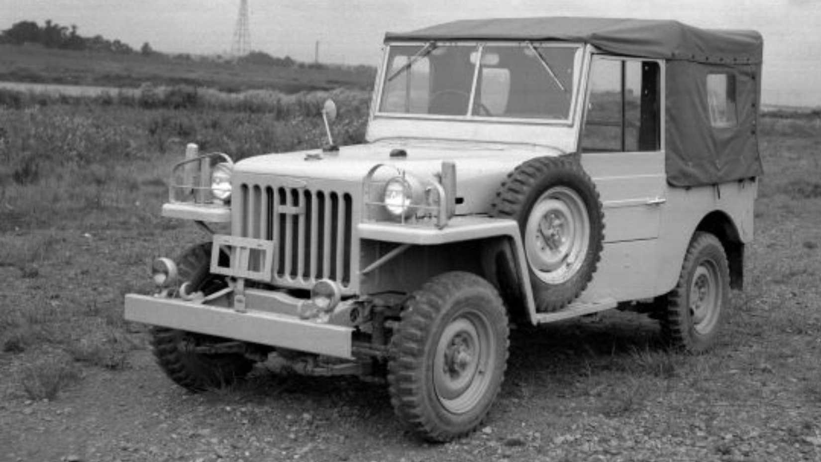 Static front 3/4 shot of a 1951 Toyota BJ