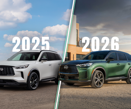 2025 Infiniti QX60 and 2026 Infiniti QX80 side by side.