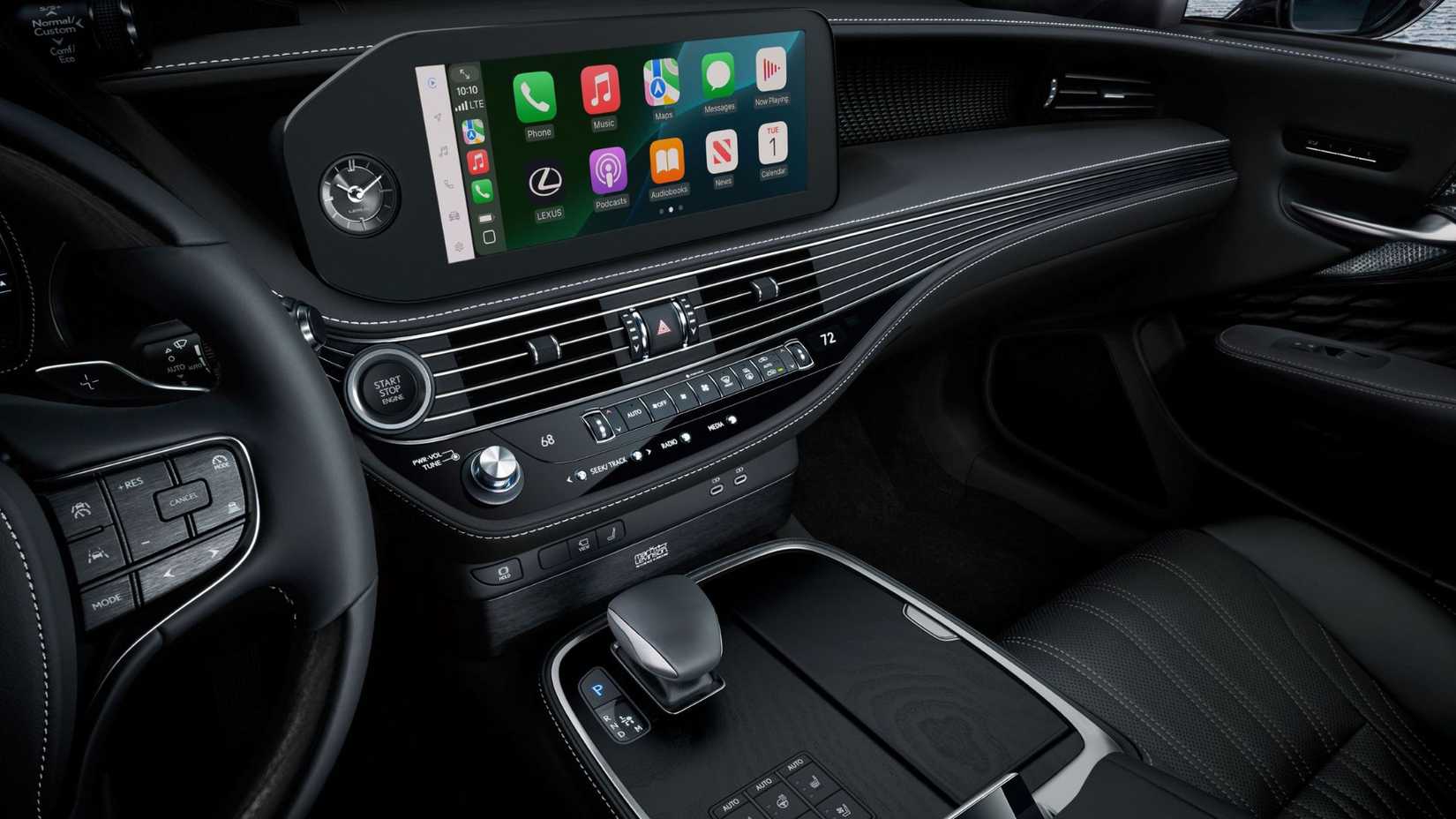 Close-up shot of the infotainment screen in a 2025 Lexus LS 500.