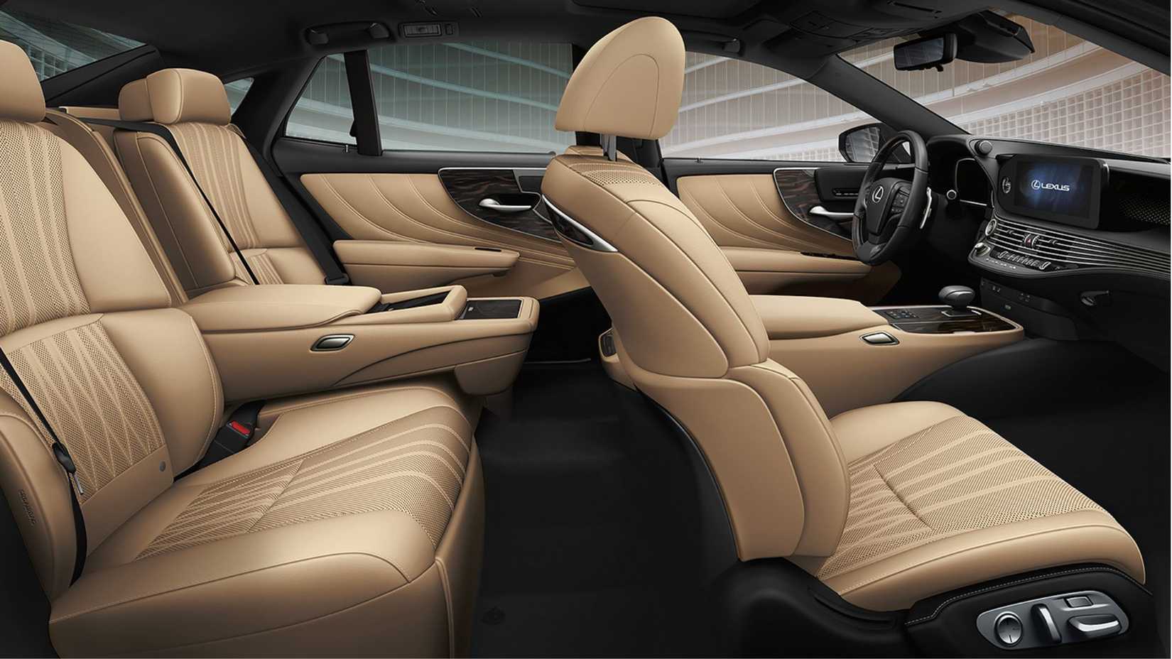 Side view shot of inside the cabin of a 2025 Lexus LS 500.