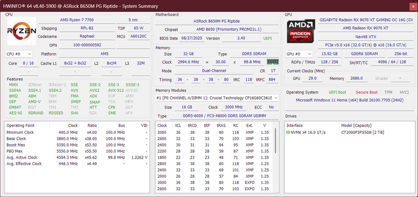System summary in hwinfo.