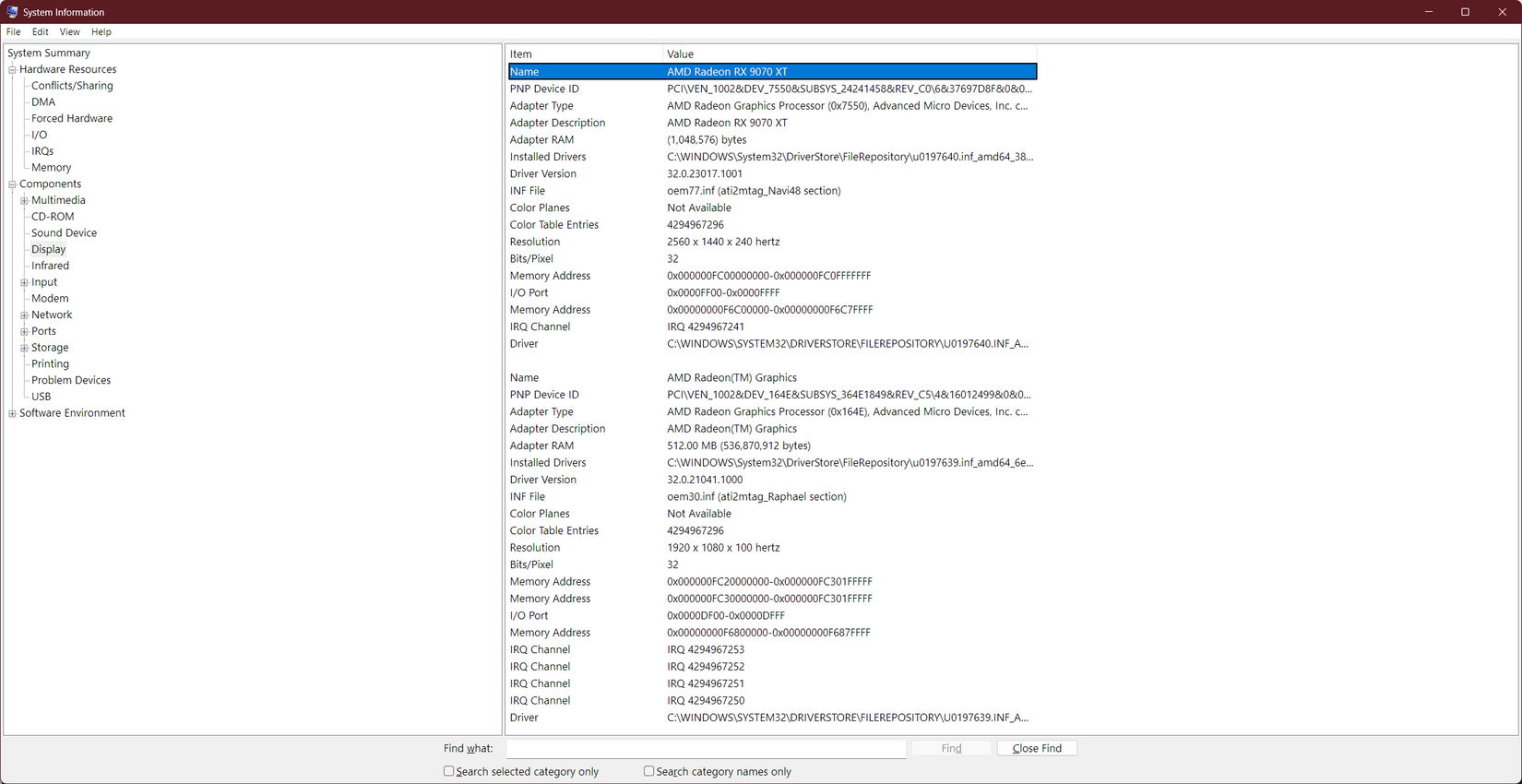 Monitor information in System Information.
