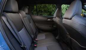 Shot of the rear seats in a 2026 Toyota Corolla Cross Hybrid XSE AWD.