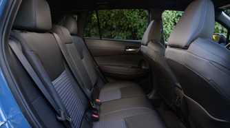 Shot of the rear seats in a 2026 Toyota Corolla Cross Hybrid XSE AWD.