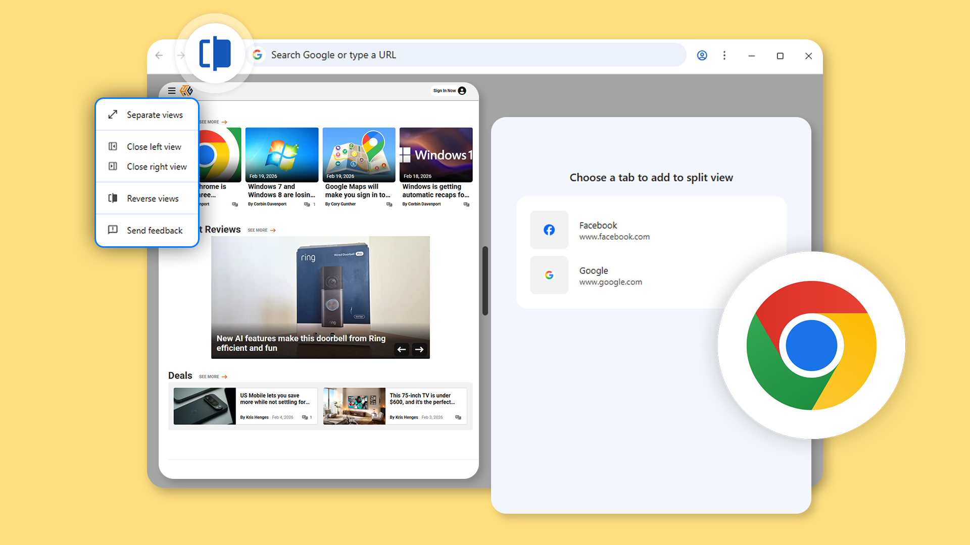 كروم يطلق Split View: ثورة في تعدد المهام والتصفح 2026