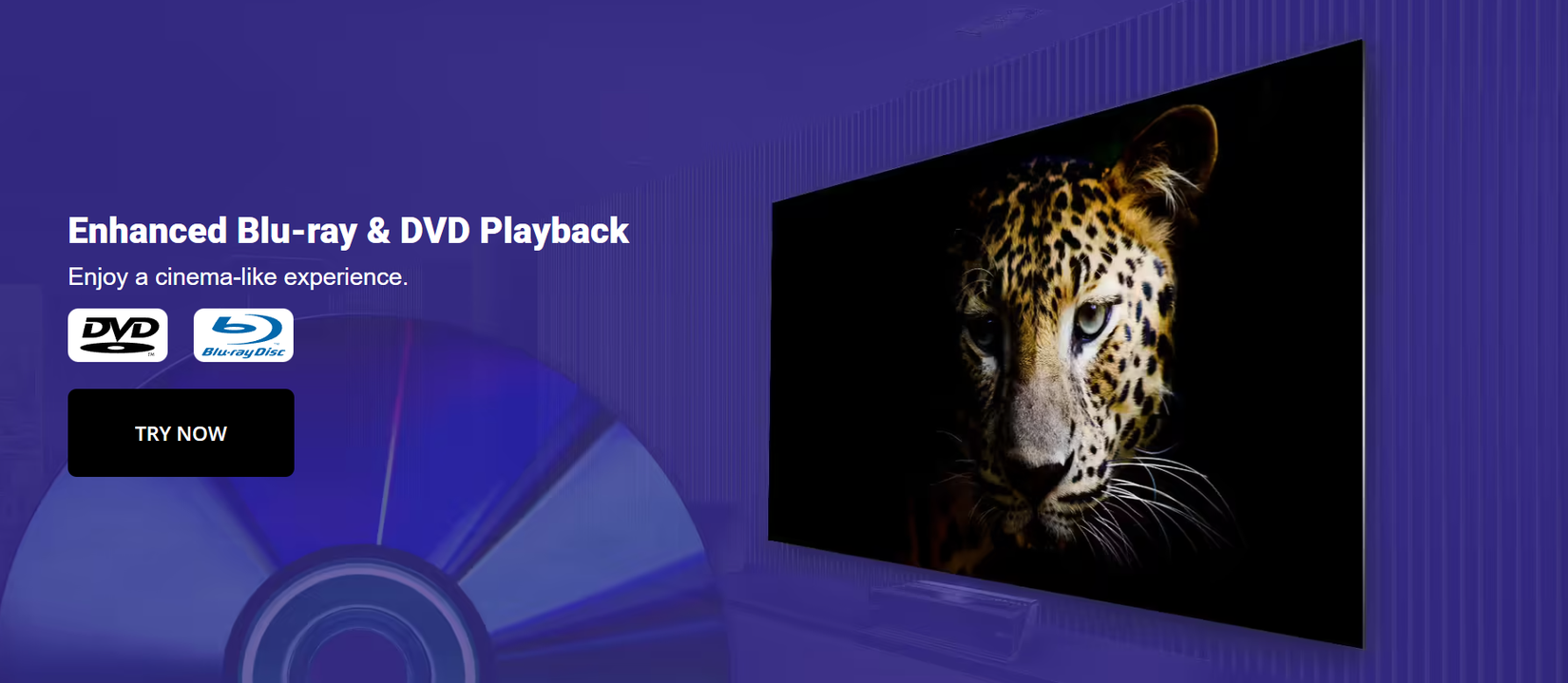 A promotional image for the PowerDVD software required for Blu-ray playback on a Windows PC.