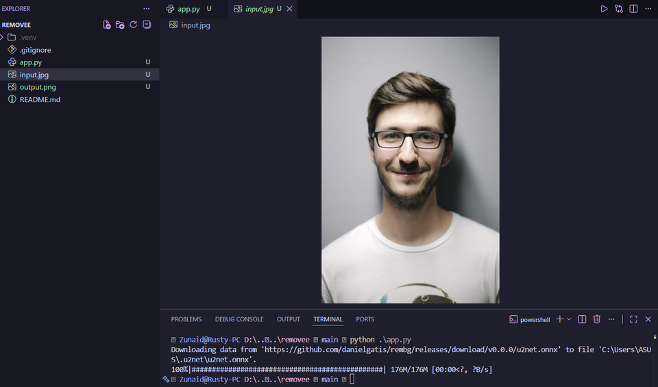 A sample image before going through the Python background remover script.