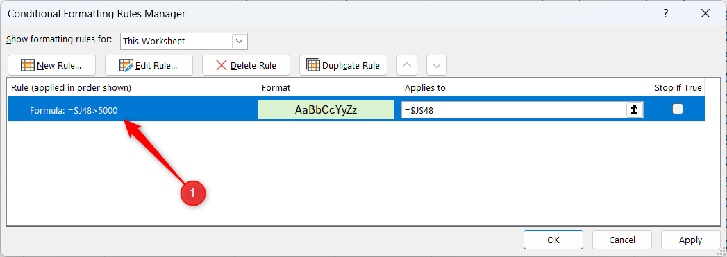 A single rule in Rules Manager that applies to a single cell.