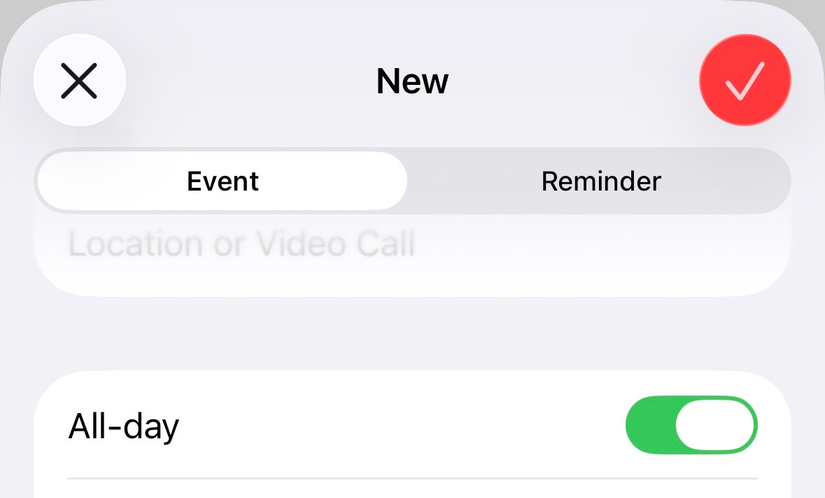 An event set to all-day in the iPhone calendar app.