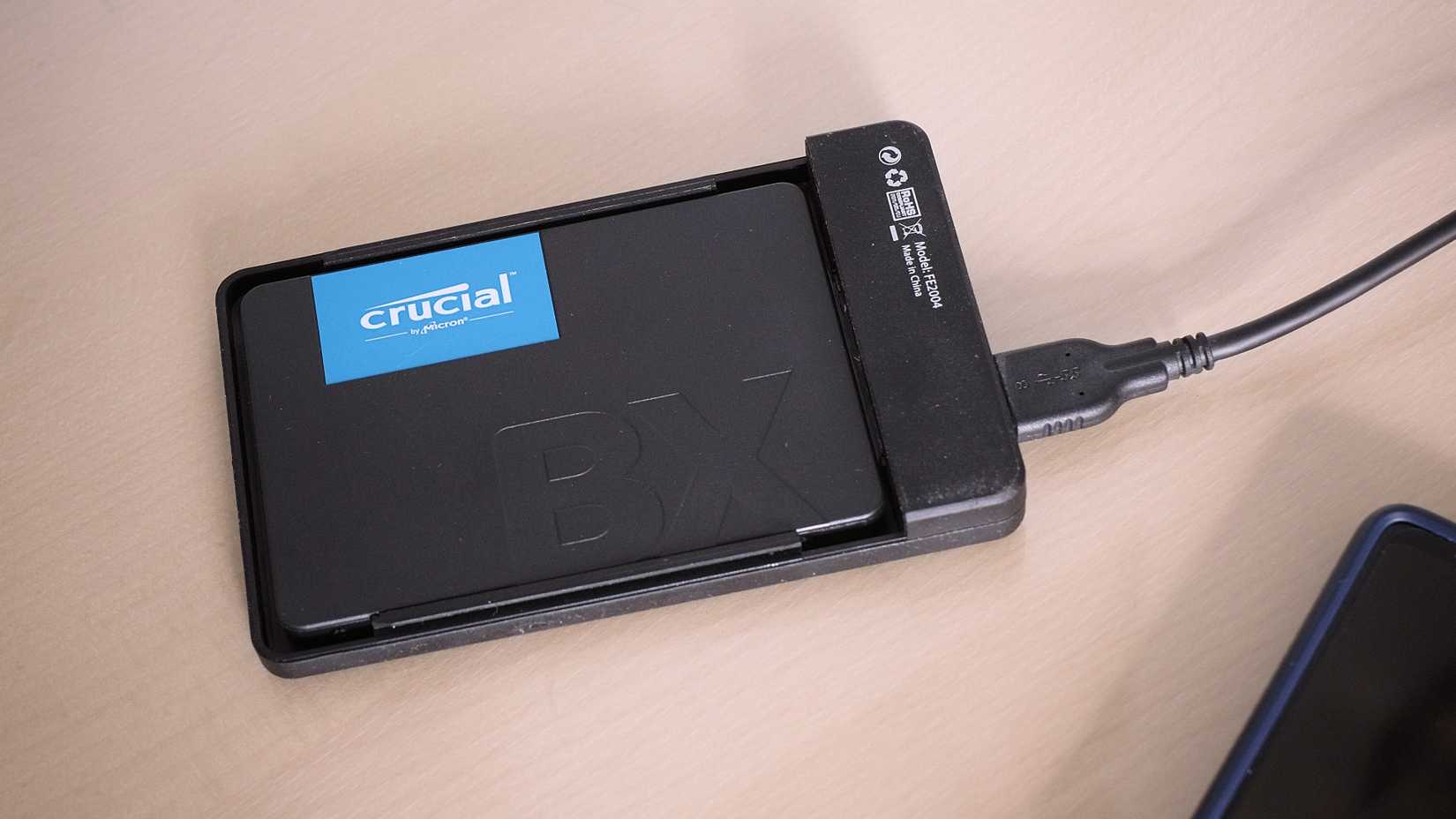 An SSD in an enclosure.