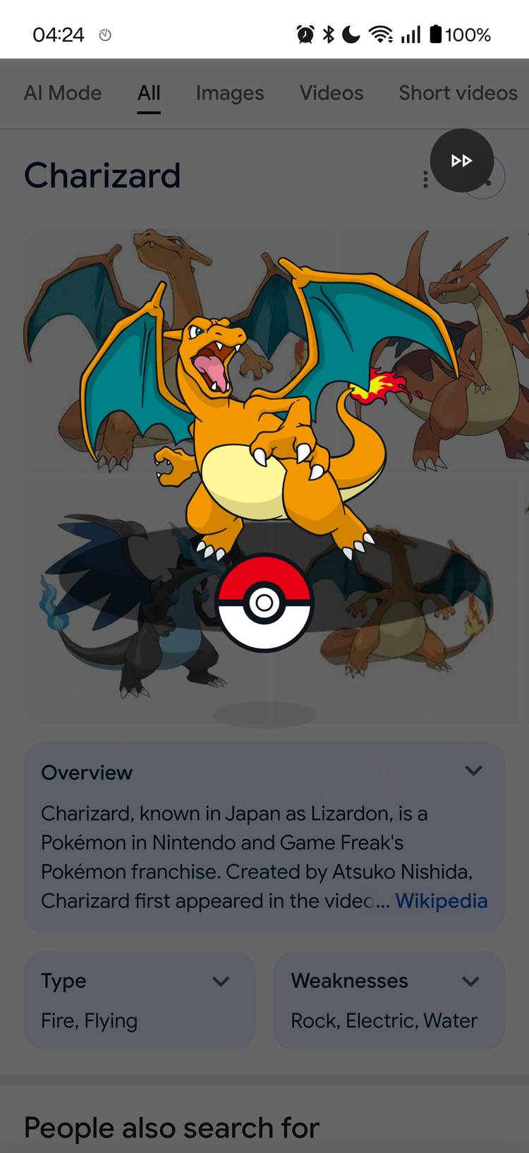 The Google Pokemon game on a phone.