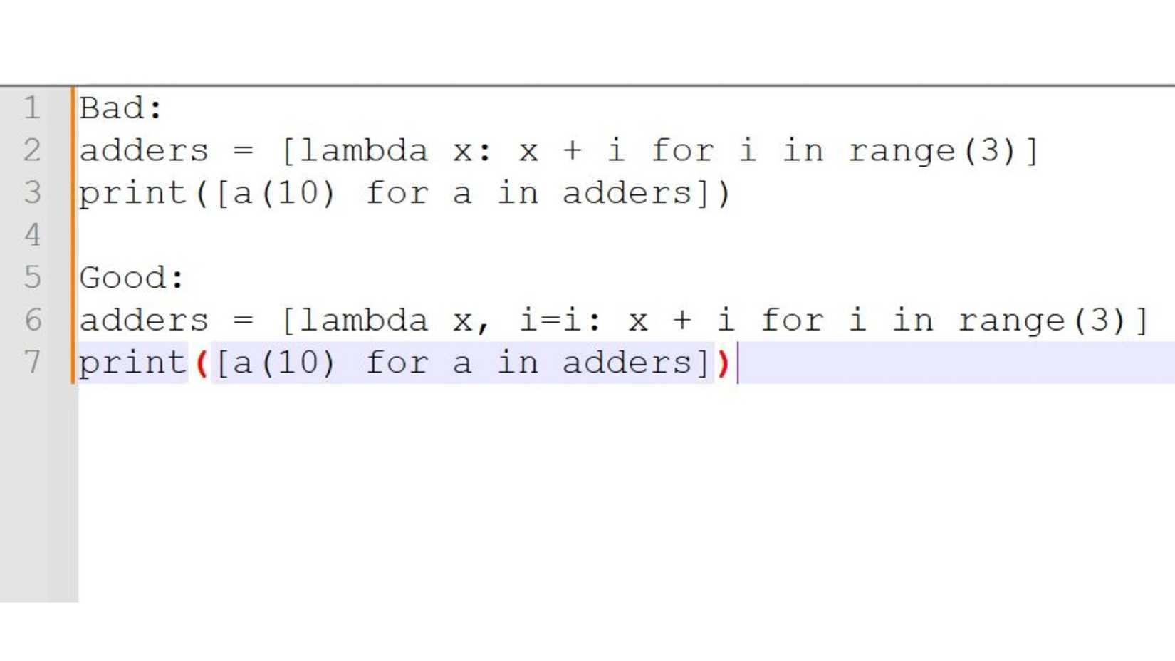 Example of a good and bad way to do The Late Binding Closure Trap