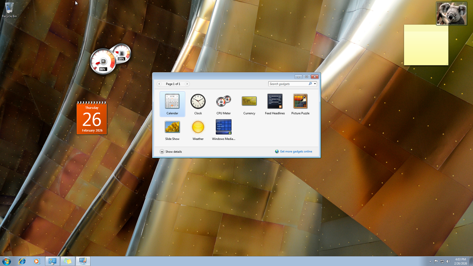 Гаджеты Windows 7.