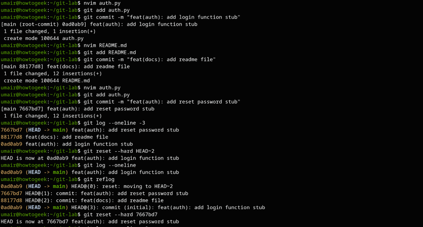 git reflog command usage
