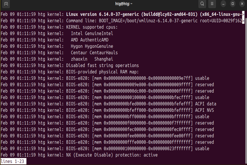 journalctl to show current boot log files