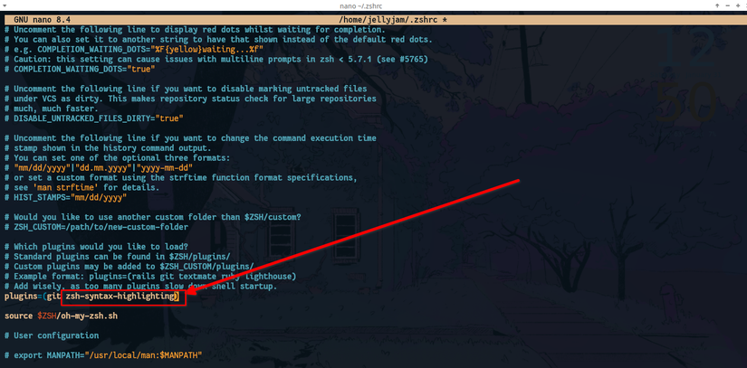 Добавление плагинов Oh My Zsh.