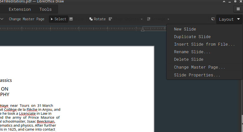 LibreOffice page layout options.