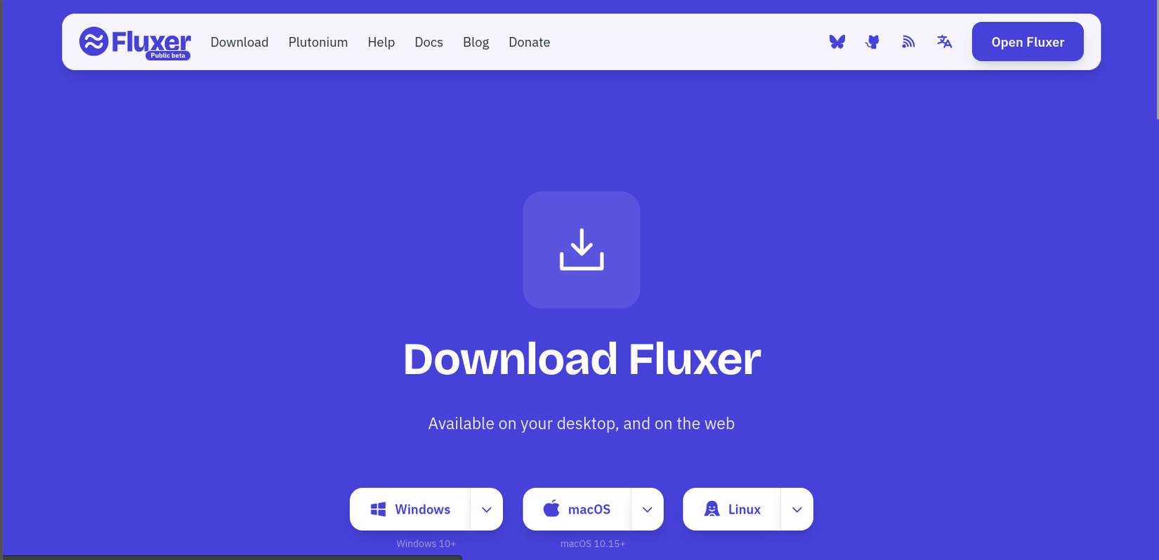 Страница загрузки Fluxer.