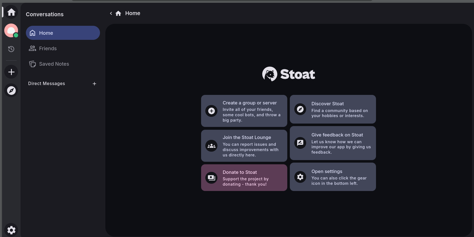 Страница регистрации Stoat.