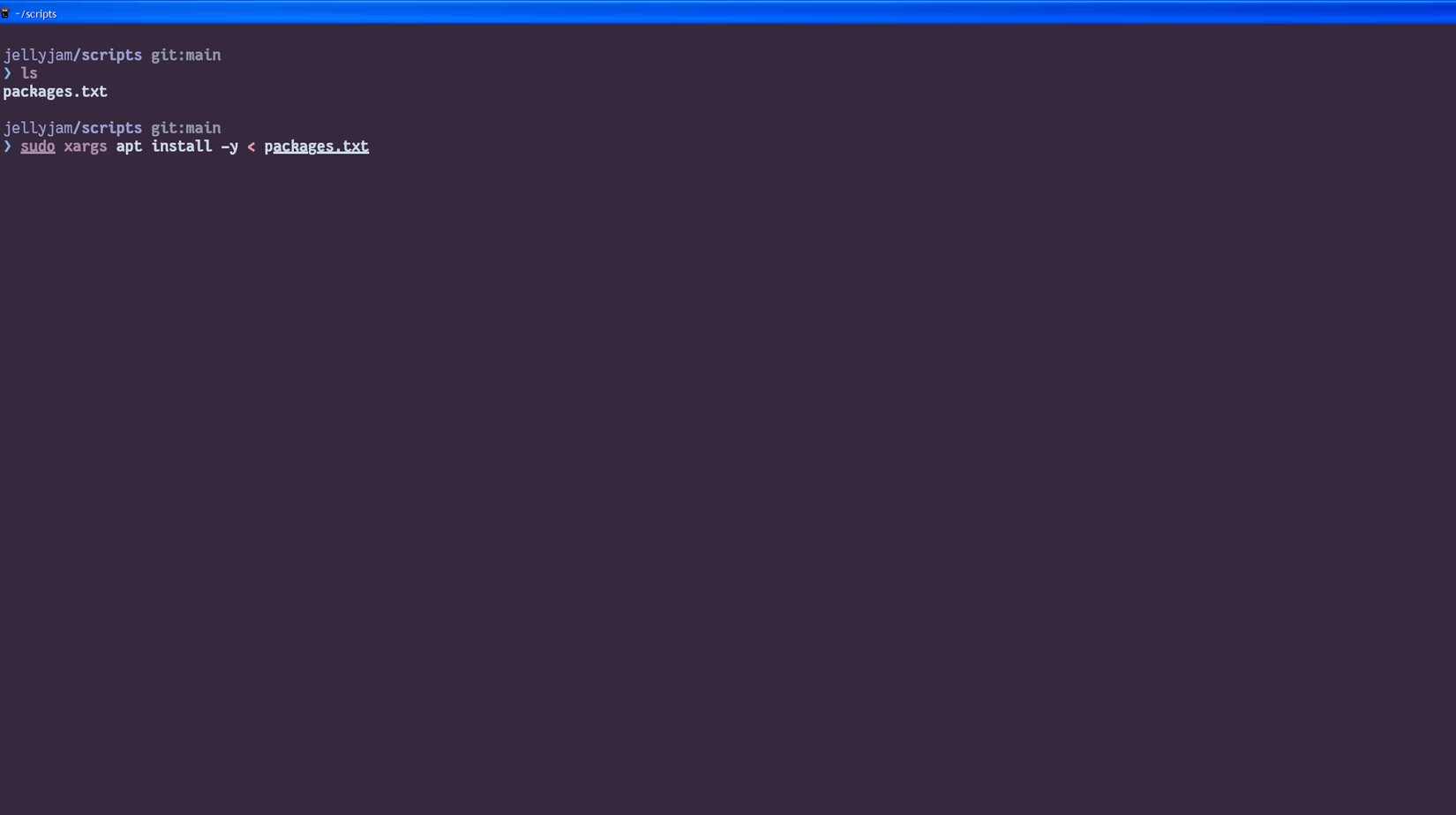 Installing a list of packages.