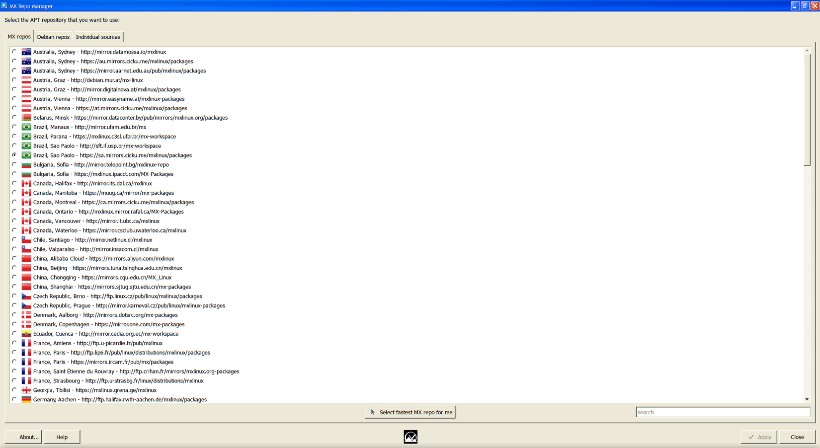 MX Linux repository tool.