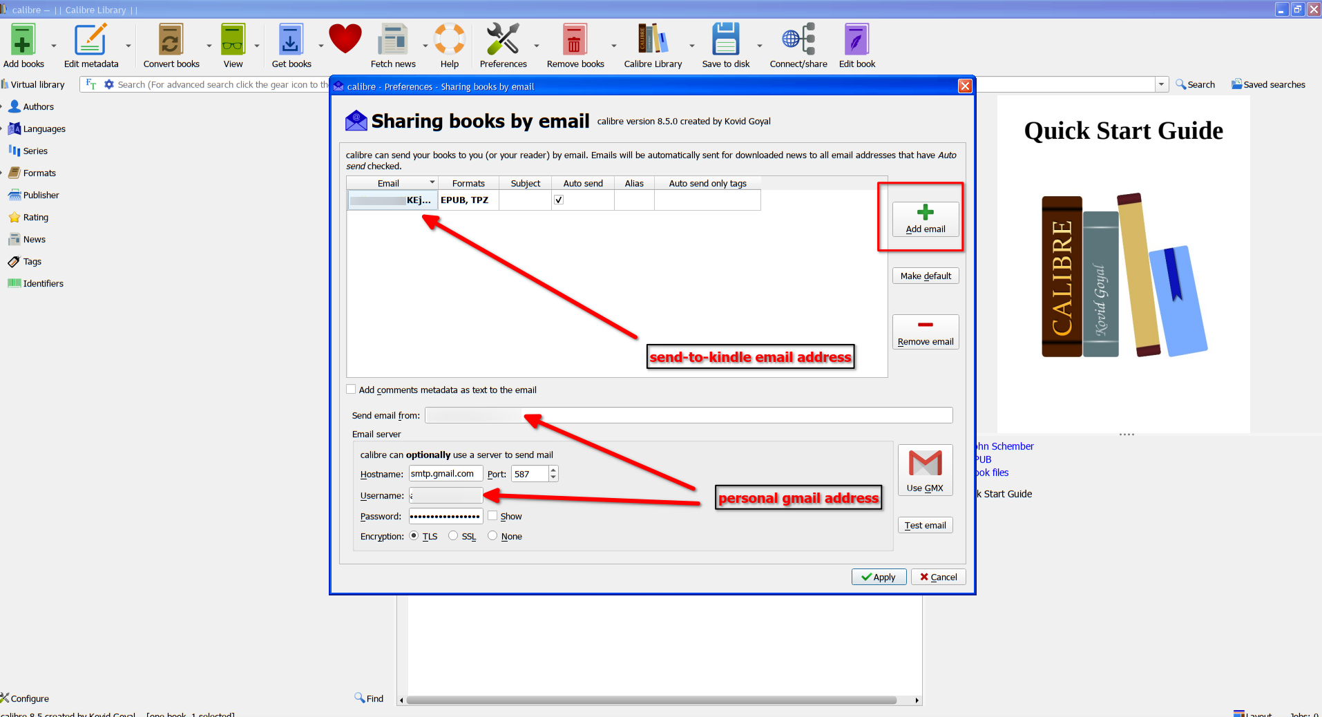 Setting up an email server on Calibre.