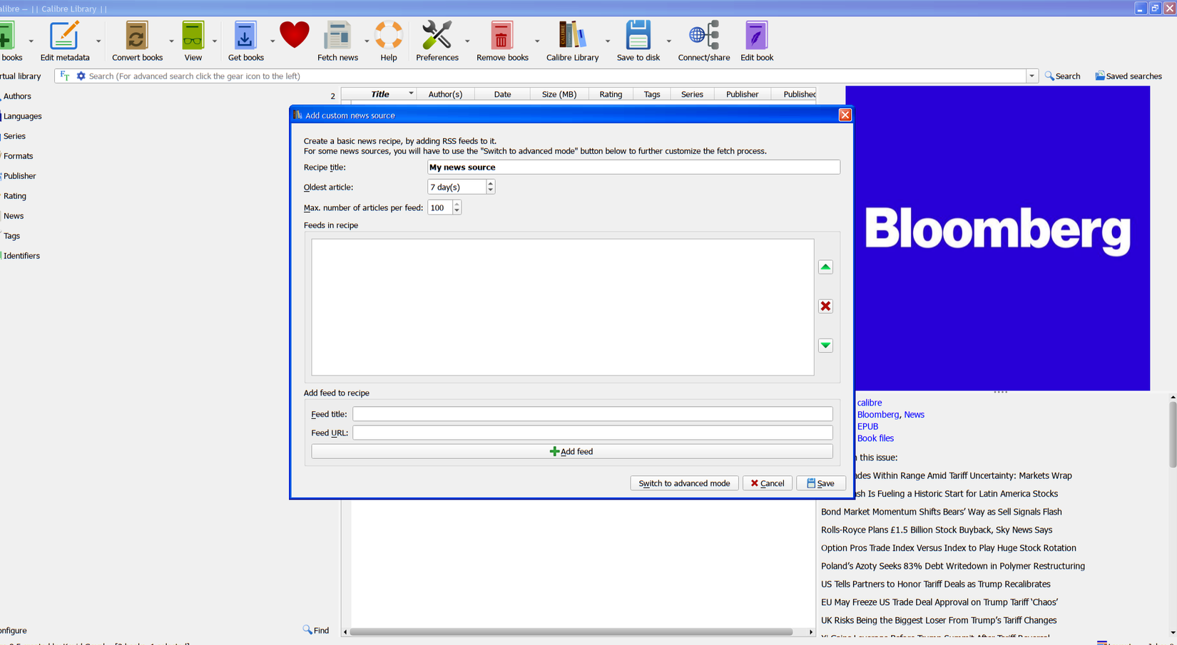 Creating a custom RSS feed with Calibre.