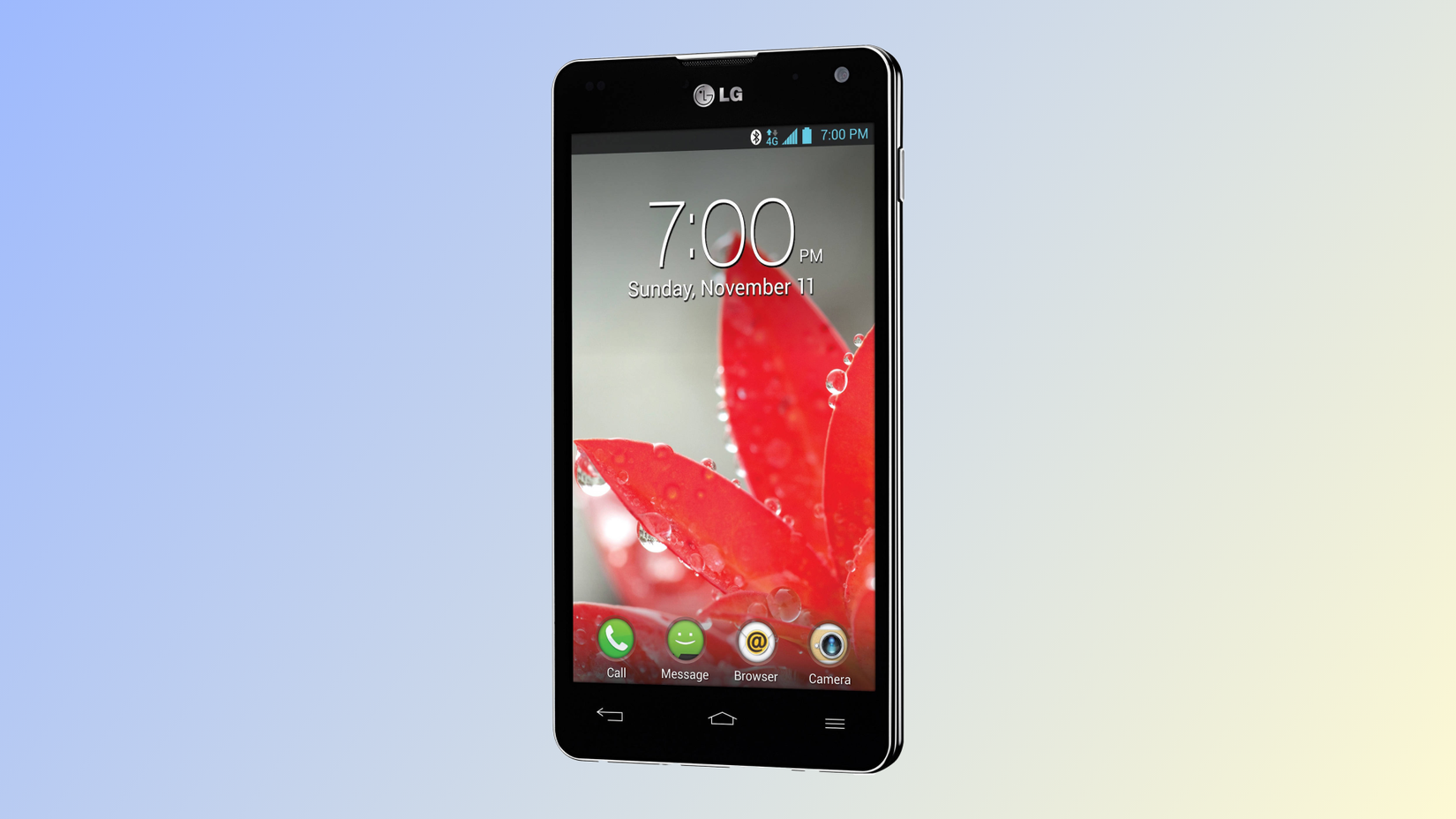 An LG Optimus G against a bluish background. 