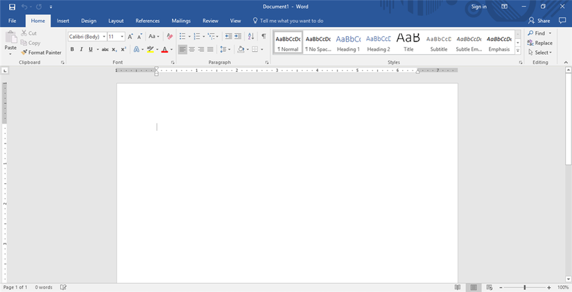Word 2017 с плоским дизайном и облачными функциями.