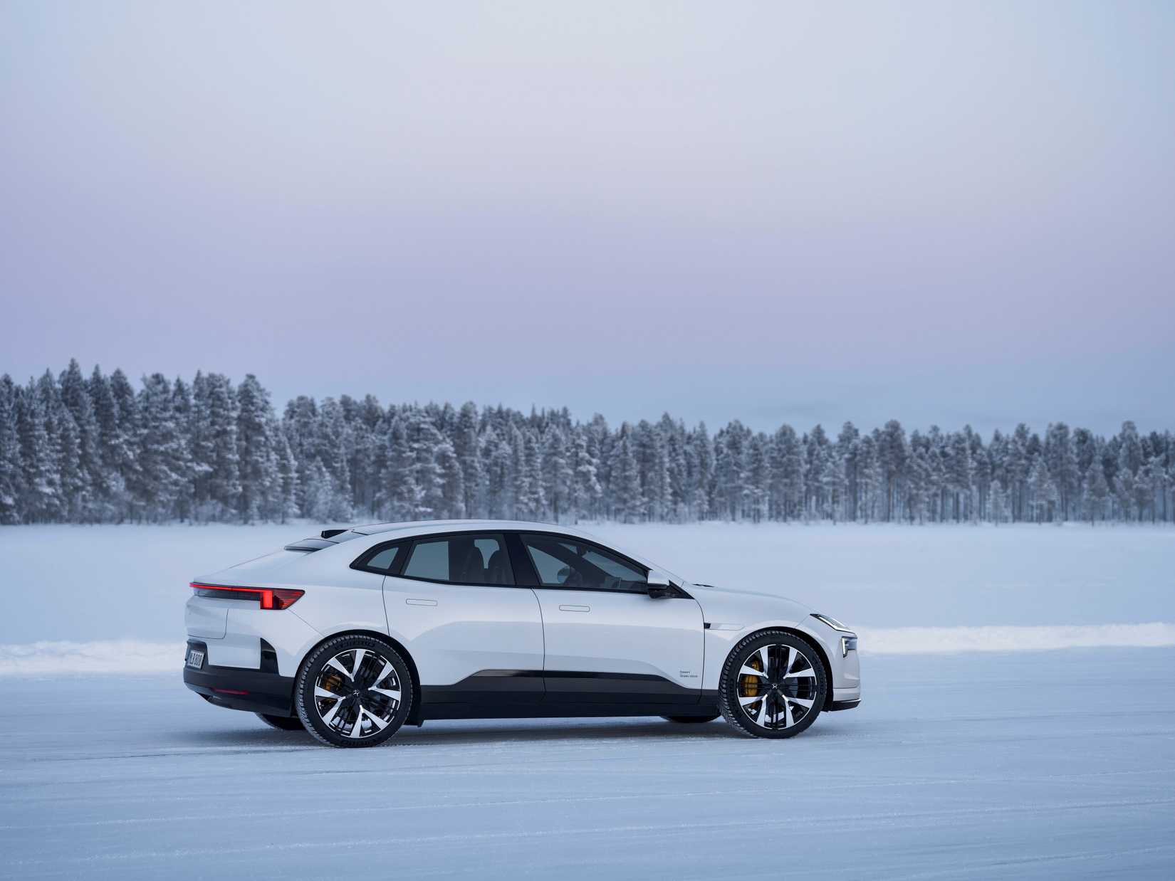Polestar 4 on a winter road course