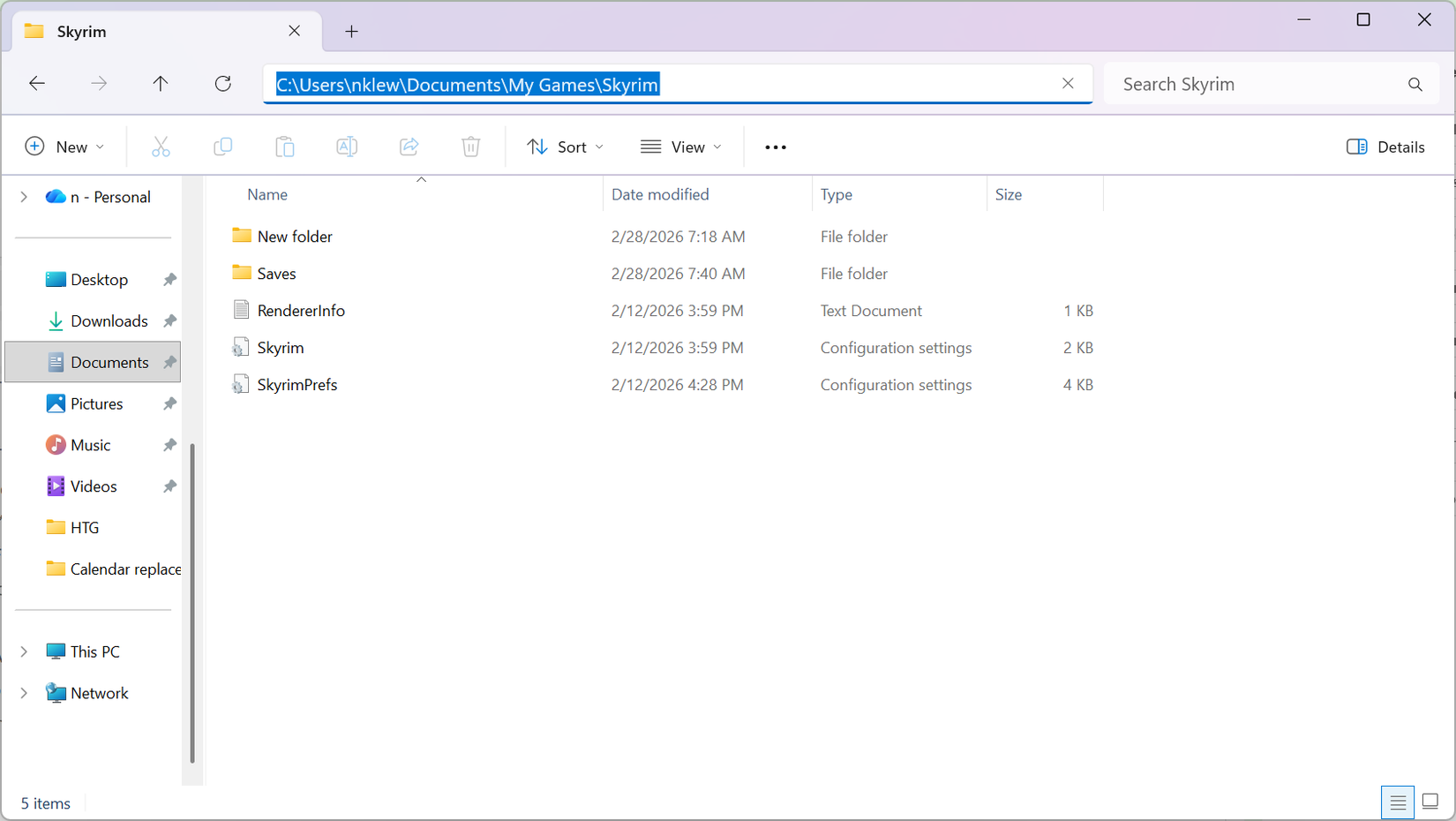 Pressing Control and L to select the address bar and your current path.