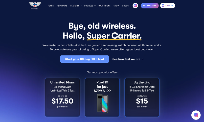 US Mobile plan information.