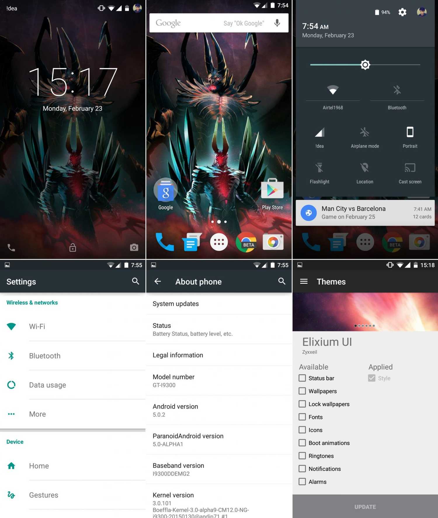 Paranoid Android screens.