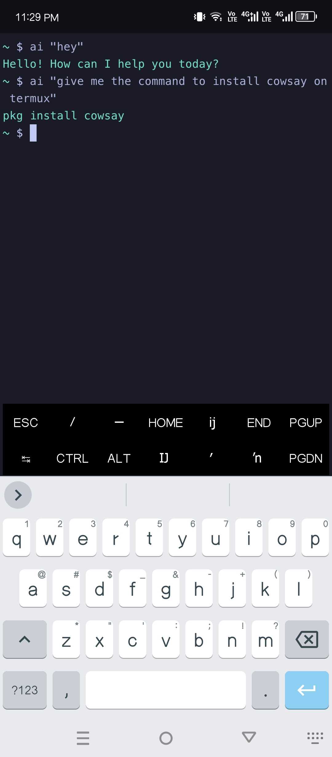The CLI AI assistant can provide commands to install packages.